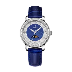 Factory Supplier Japan Quartz's Movement 316L Stainless Steel Sapphire Glass 50M Romantic Moon Phase Wristwatches For Women