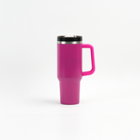 Gobelet isotherme en acier inoxydable avec poignée 40oz, tasse de voyage isolée sous vide, finition mate magenta, pour porte-gobelet de voiture, sans BPA, logo personnalisé, ODM