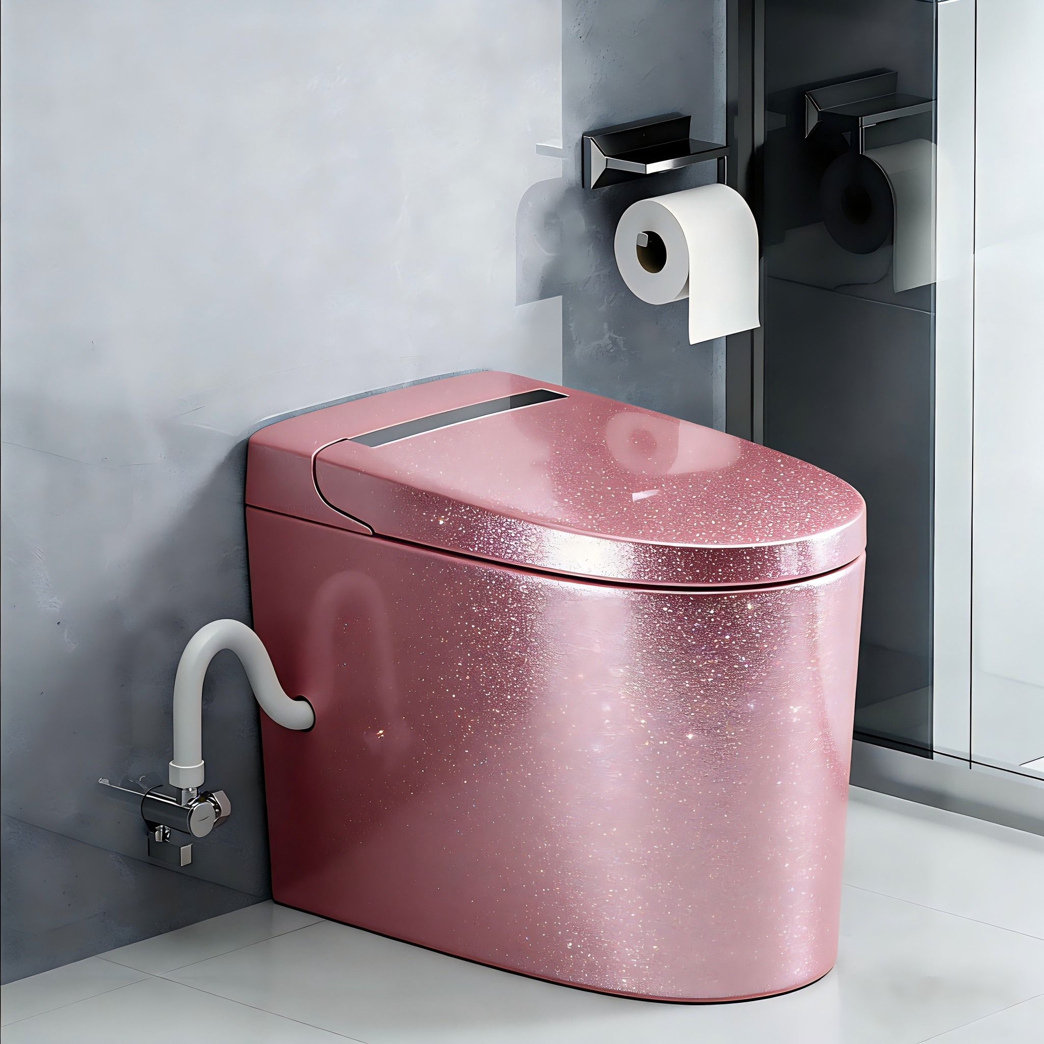 Toilettes intelligentes en céramique à paillettes roses