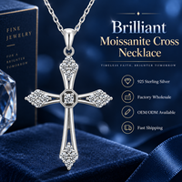 Collier unisexe en argent sterling 925 avec pendentif croix chrétienne et moissanite couleur D VVS, vente en gros