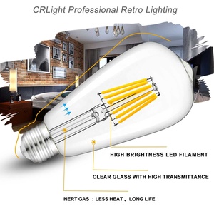 Chất Lượng Cao Glass Bìa Trang Trí Đèn <span class=keywords><strong>3</strong></span> Gói 6W 360 Bằng <span class=keywords><strong>Led</strong></span> Edison Bóng Đèn Dây Tóc ST64 E27 Thay Đổi Độ Dài tuổi Thọ - Product Image 3