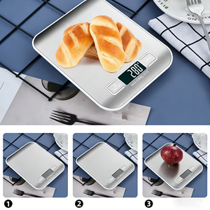 ใหม่ 5 กก./1 ก. เครื่องชั่งครัวแบบพกพา เครื่องชั่งกาแฟอิเล็กทรอนิกส์ พื้นผิวสแตนเลส จอ LCD มีไฟแบ็คไลท์ เครื่องชั่งอาหารในครัว เครื่องมือชั่งน้ำหนัก - Product Image 4
