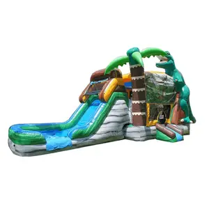 Preço de fábrica Tropical Bounce House Combo Water Slide Pool Bouncy Castle Inflável Water Slides Para Adulto