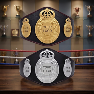 Custom Personalized Boxing Judo Taekwondo MMA Championship <b>Belt</b> Gold Silver PU Leather Breathable Unisex Durable Training - Product Image 2