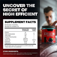 Vente en gros OEM Marque privée 5000mg Créatine Monohydrate Vitamines Bonbons gélifiés pour adultes Supplément de Créatine Monohydrate