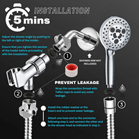 Pommeau de Douche à Main Luxe Chromé 9 Modes Haute Pression avec Jet Puissant et Bulles, Support de Douche en ABS Inclus