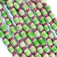 Perles en verre soufflé Millefiori Chevron ovales en gros, 8x12mm 10x14mm, pour la fabrication de bijoux DIY (bracelets, colliers)