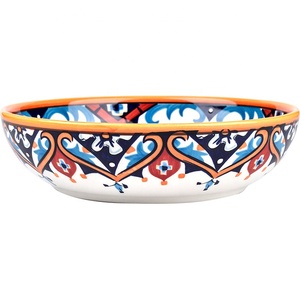 Grand bol à riz en céramique écologique, peint à la main sous glaçure, style bohème minimaliste, 10 pouces - Product Image 2