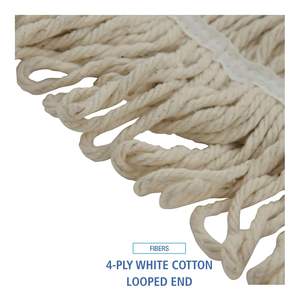 Boardwalk BWK524C 24 Onzas Cabezal de mopa de algodón Premium Saddleback Pro Loop Web/Tailband Blanco (12/unidades por caja) - Product Image 3