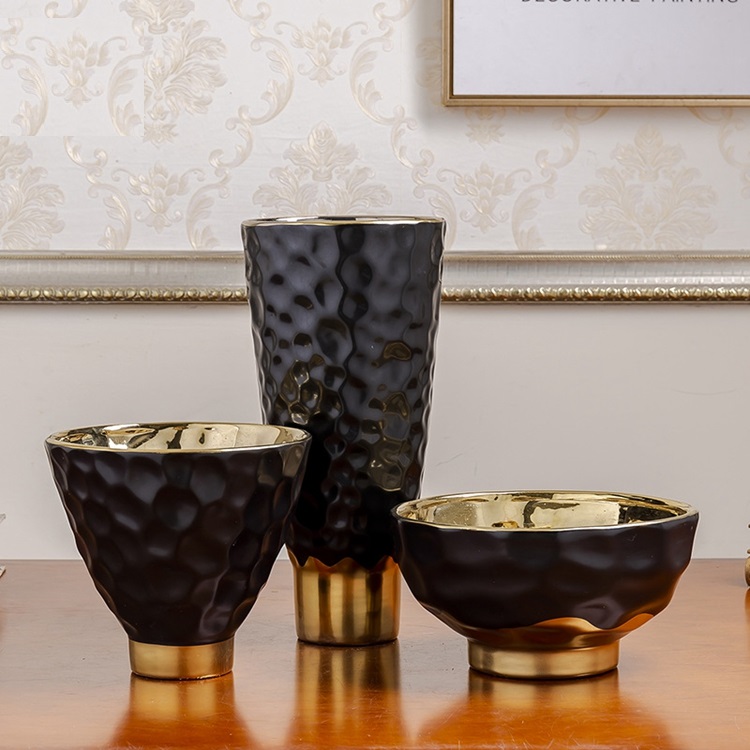 Modern creative household flower ware decorative crafts white three piece ceramic vase