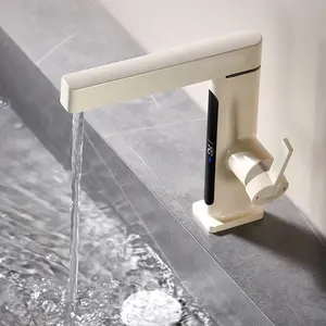 Sanitary ware high end temperature display screen rotatable bathroom faucet wc lavabo smart mixer hot and cold basin tap
