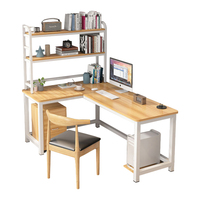 Bureau d'ordinateur en bois en forme de L extensible sur mesure avec étagère, table d'étude simple et moderne pour la vente en gros