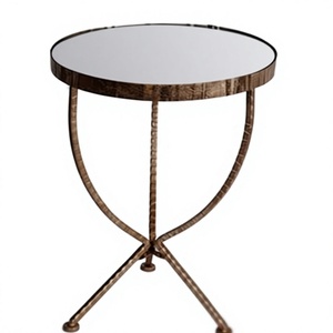 Modern Curved <b>Leg</b> Mirror Top Iron Pedestal <b>Side</b> <b>Table</b> For Living Room With Glass Top Eco Friendly Living Room - Product Image 1
