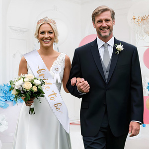 Set di 4 Pezzi Costume da <span class=keywords><strong>Sposa</strong></span> Tiara di Cristallo Corona <span class=keywords><strong>Velo</strong></span> Fascia Rosetta Distintivo <span class=keywords><strong>Accessori</strong></span> per Matrimonio WB030 - Product Image 3