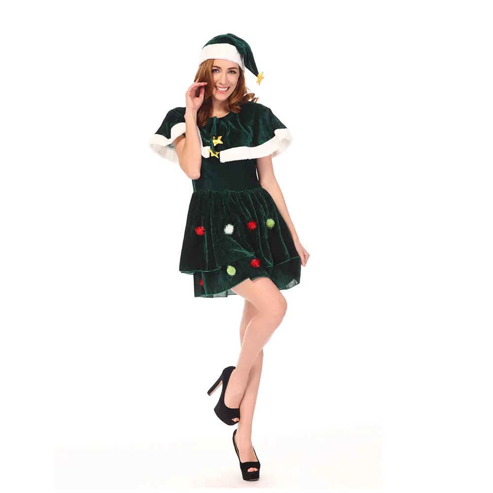 Sexy Vrouw 'S Verzegelde Taille Kraag Miss Kerstman Party Dress Kostuum