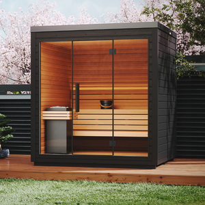 Sauna Cuadrada Moderna y Minimalista para Exteriores <span class=keywords><strong>con</strong></span> <span class=keywords><strong>Puerta</strong></span> <span class=keywords><strong>de</strong></span> Vidrio Templado y Sistema <span class=keywords><strong>de</strong></span> Ventilación Oculto - Product Image 2