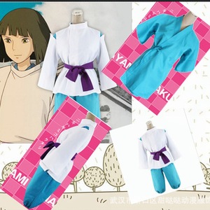 Disfraz de Chihiro de Cómo escapar al laberinto, top blanco, pantalones azules, cinturón morado, conjunto de cosplay de anime - Product Image 4