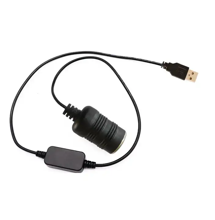 USB To 12V Car Cigarette Lighter Female Socket Converter Adapter