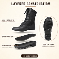 Bottes tactiques noires KMS OEM en gros, personnalisées, respirantes, confortables, pour l'entraînement et la randonnée, bottes tactiques pour hommes