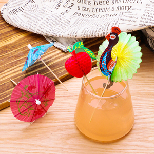 Púas de paraguas de madera de alta calidad con decoraciones de fiesta Tiki hawaianas tropicales - Product Image 4