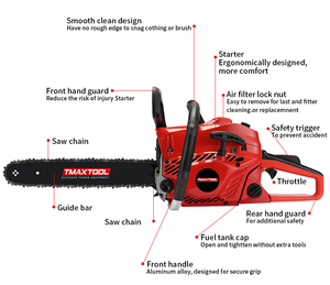 <span class=keywords><strong>Tronçonneuse</strong></span> à essence TMAXTOOL avec barre de 10/16/18/20 pouces, options de puissance de 25cc à 62cc, <span class=keywords><strong>tronçonneuse</strong></span> à essence portative pour la coupe des arbres et le travail du bois à la ferme - Product Image 5