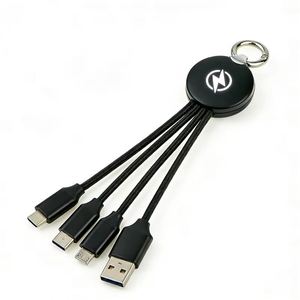 Promotional Business Gift Sets 3 in 1 Keychain <b>Charger</b> <b>Cable</b>, Portable Charging <b>Cable</b> with Customized LED <b>Light</b> up LOGO - Product Image 1
