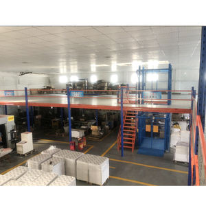 פלטפורמת מזנין כבדה עם רצפת עץ מצופה אבקת פלדה עבור ציוד אחסון מטען הכולל מדף מזרן - Product Image 2