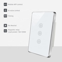 Interrupteur intelligent 3 voies personnalisé OEM ODM pour Tuya Zigbee sans neutre, norme américaine 118/120, 16A max. Vie intelligente actuelle