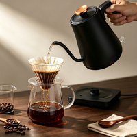 Bouilloire à café à bec de cygne en acier inoxydable de 800 ml, couleur noire, avec logo personnalisé, pour café et thé, bouilloire électrique