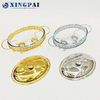 XINGPAI hôtel restauration 2.5L couvercle en acier inoxydable doré chauffe-aliments marmite cuisinière ovale verre Buffet chauffe-plats ensemble