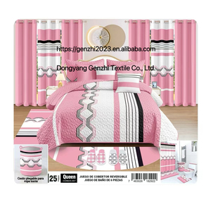 Juego de ropa de cama de 24 piezas transpirable de tamaño King con cortinas, juegos de edredón, ropa de cama, juego de cortina de ducha de lujo para Baño - Product Image 2