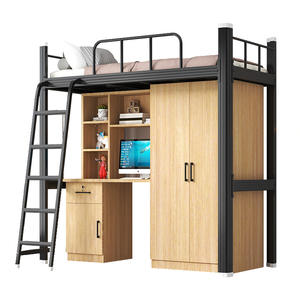 Кровать для студенческого общежития с письменным столом и двухъярусной кроватью, железная рама, малогабаритная, кованая, минималистичная, современная кровать для спальни - Product Image 1