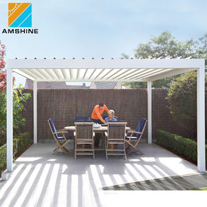 उद्यान सेट लकड़ी अनाज मंडप मंडम एल्यूमीनियम आउटडोर <span class=keywords><strong>Patio</strong></span> फर्नीचर के साथ एलईडी रोशनी - Product Image 5