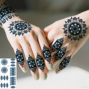 Semi Permanent Herbal <strong>Jagua</strong> Temporary Tattoo Stickers 2Weeks Lasting Hand Body Face <strong>Henna</strong> Style Floral Mandala Body Art Decals - Product Image 2