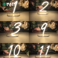 Enseigne lumineuse LED personnalisée en néon, chiffres de table de 15 cm, alimentée par piles/USB avec base, pour décorations de fête d'anniversaire, anniversaire de mariage, lumière de mariage