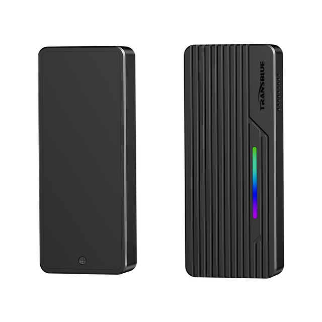 Hot Sell External HDD SSD Enclosure Usb 3.2 2 in 1 SSD M.2 NVME SATA Dual Protocol Hard Drive case with RGB Light