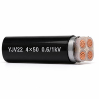 Câble d'alimentation souterrain YJV22 à 4 conducteurs en cuivre, isolé XLPE, blindé en PVC, pour câblage de construction 4*50mm2