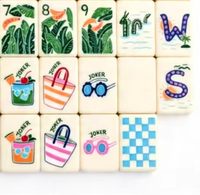 Tragbares Reise-Mahjong-Set mit Acrylsteinen, Faltbares Brettspiel für Outdoor und Partys
