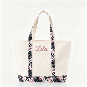 Bolsa <span class=keywords><strong>de</strong></span> Lona Resistente Ecológica, Personalizada con Estampado Floral, Gran Capacidad, para Viajes y Compras - Product Image 1