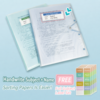 Classeur de rangement transparent A3 pour papiers de test, dossiers d'étudiant et documents, avec pochettes de classification, grande capacité (30-40 pages)