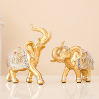 Statue Elephant Resine Peinte Main Style Europeen Figurine Decoration Maison Bureau Sculpture Collection Cadeau Ornement