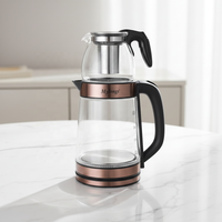 Bouilloire électrique en verre MY-6618 sans fil avec base rotative à 360 degrés, arrêt automatique, pour le thé, appareil de cuisine