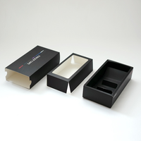 Boîte en papier pliable de luxe noire haut de gamme personnalisée avec tiroir coulissant et insert pour un emballage écologique biodégradable