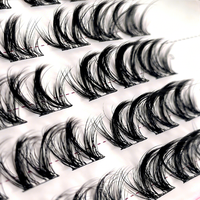 Faux cils complets spectaculaires faits à la main, réutilisables, sans colle, 12 rangées, extensions individuelles à presser, faciles à appliquer et à enlever