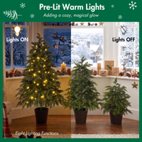 Ensemble de 3 arbres de Noël pré-éclairés de 2FT, 3FT, 4FT avec lumières chaudes scintillantes, décorations de Noël, fournitures de décoration, cadeaux, jouets de Noël