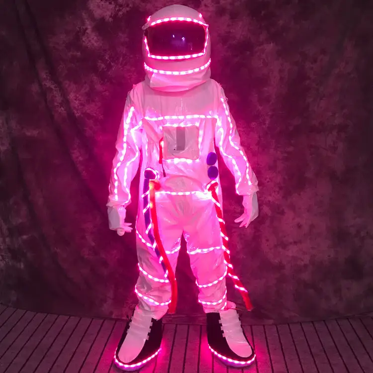 Promotion Cheap Adult Wear LED Lights Costumes Christmas Halloween Stage Performance Dance Astronaut Luminous Costumes