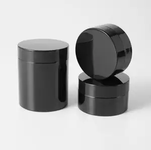 Empty PET Plastic 60ml 80ml 100ml 120ml 150ml 200ml 250ml 500ml Black Cosmetic Jar for Cream Skin Care Packaging Container