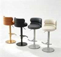 Tabouret de bar moderne en métal, léger et durable, avec siège rembourré, dossier demi-lune, base et repose-pieds, chaise haute de comptoir