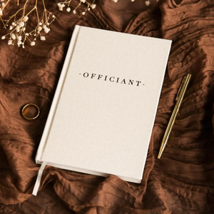 Libro de Oficiante de Lino Crema Repujado para Notas de Discurso, Tapa Dura Negra, Agenda para el Día de la Boda, Regalo para Pastor Oficiante - Product Image 2