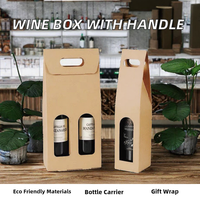 Boîtes rigides en matériaux recyclés, emballage en carton ondulé, boîte à vin en papier pour 1, 2 ou 3 bouteilles avec poignée, papier couché estampé